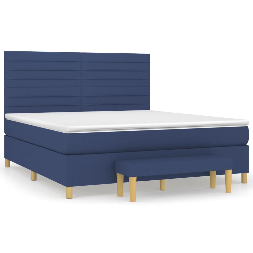 Sommier à lattes de lit avec matelas Bleu 160x200 cm Tissu - XIOS