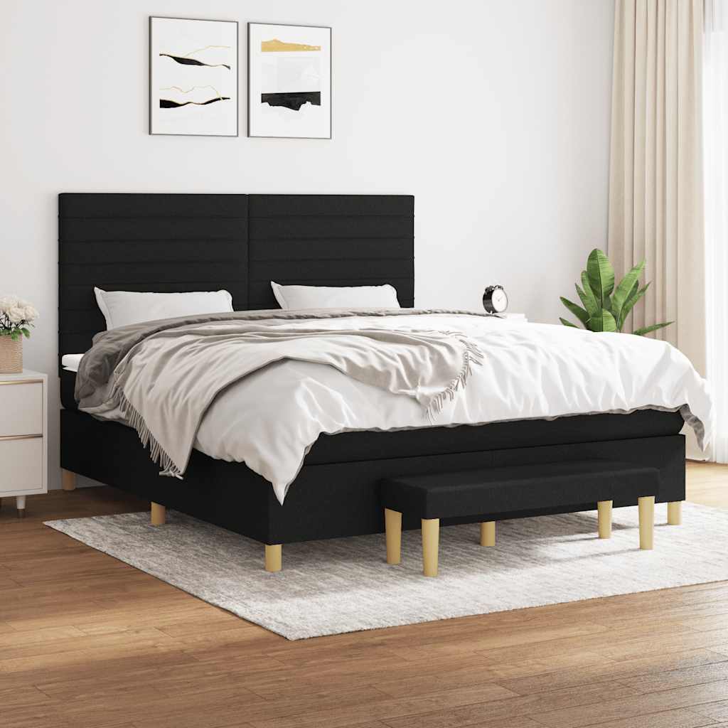 Sommier à lattes de lit avec matelas Noir 180x200 cm Tissu - XIOS