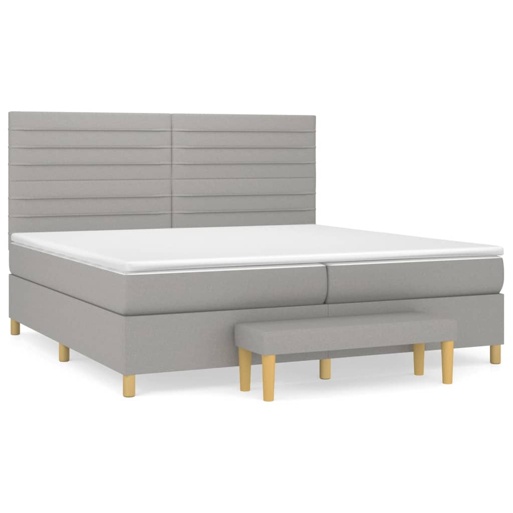 Sommier à lattes de lit avec matelas Gris clair 200x200cm Tissu - XIOS