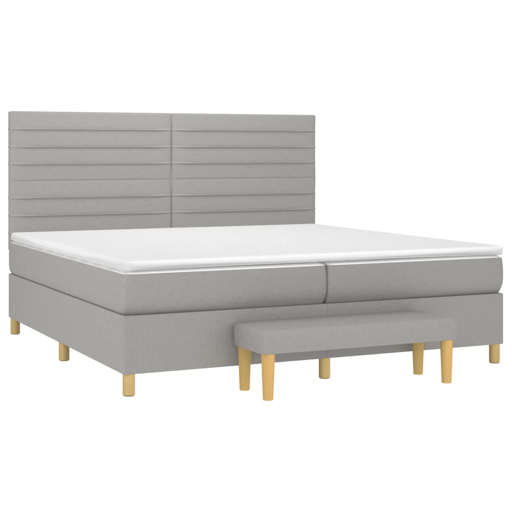 Sommier à lattes de lit avec matelas Gris clair 200x200cm Tissu - XIOS