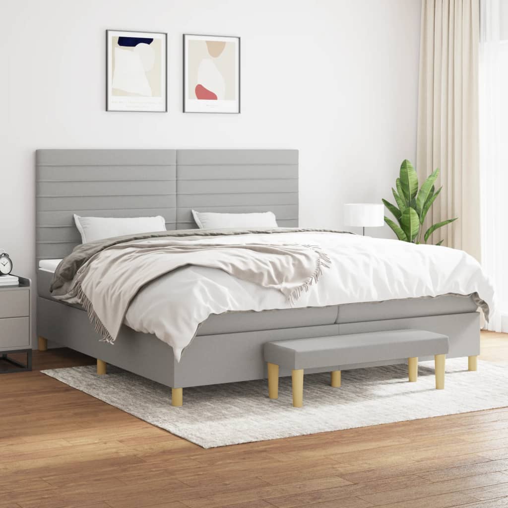 Sommier à lattes de lit avec matelas Gris clair 200x200cm Tissu - XIOS