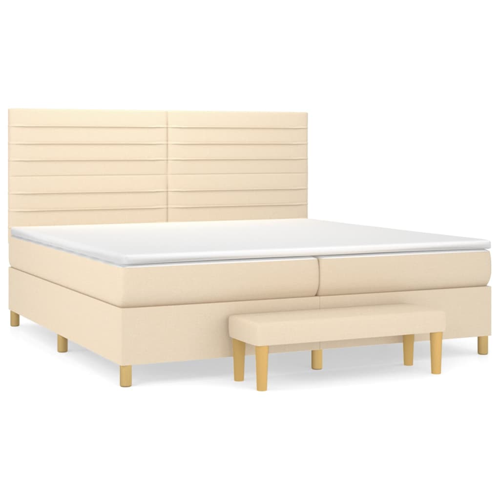 Sommier à lattes de lit avec matelas Crème 200x200 cm Tissu - XIOS