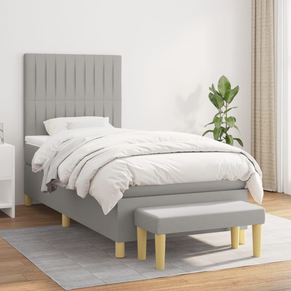 Sommier à lattes de lit avec matelas Gris clair 90x200 cm Tissu - XIOS