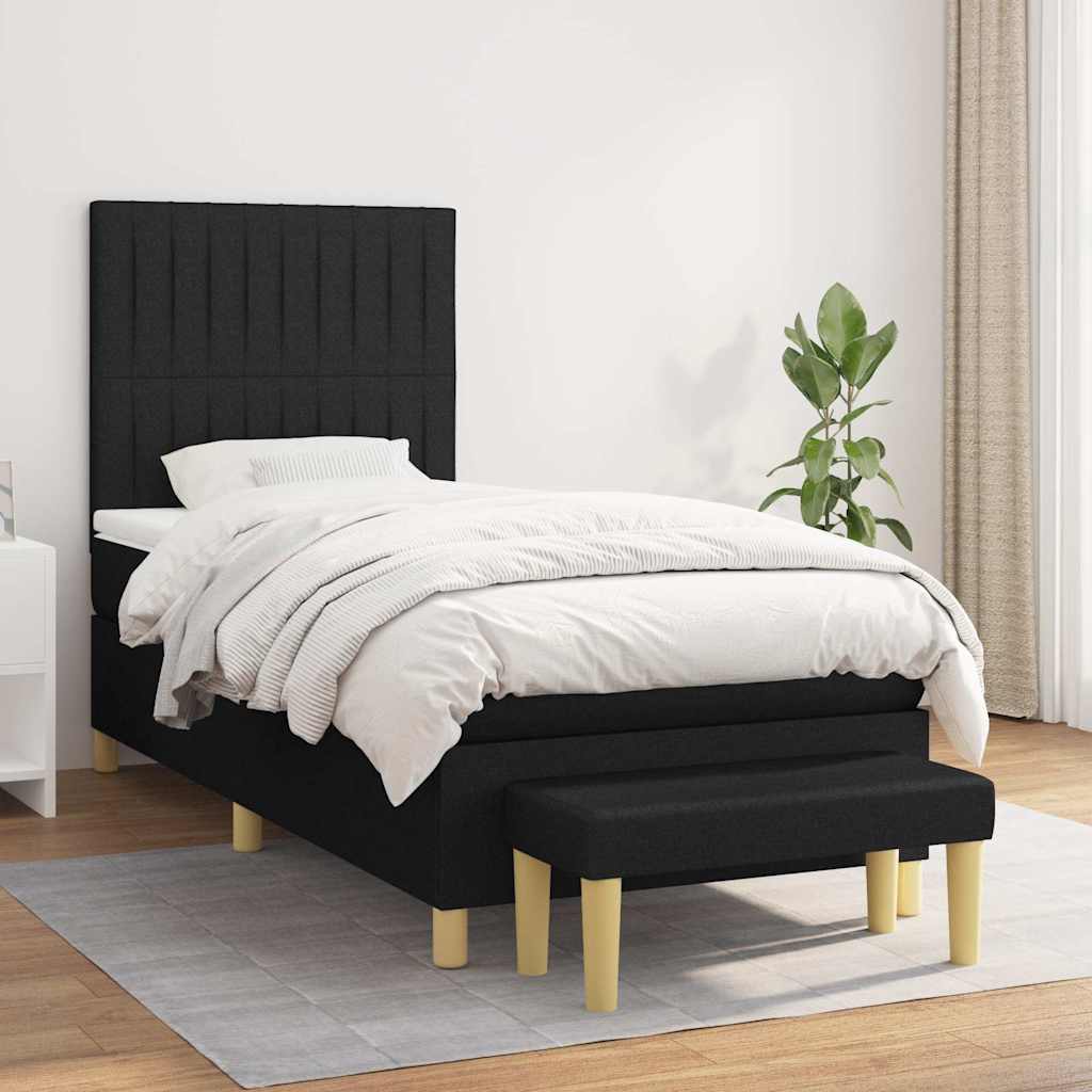 Sommier à lattes de lit avec matelas Noir 100x200 cm Tissu - XIOS