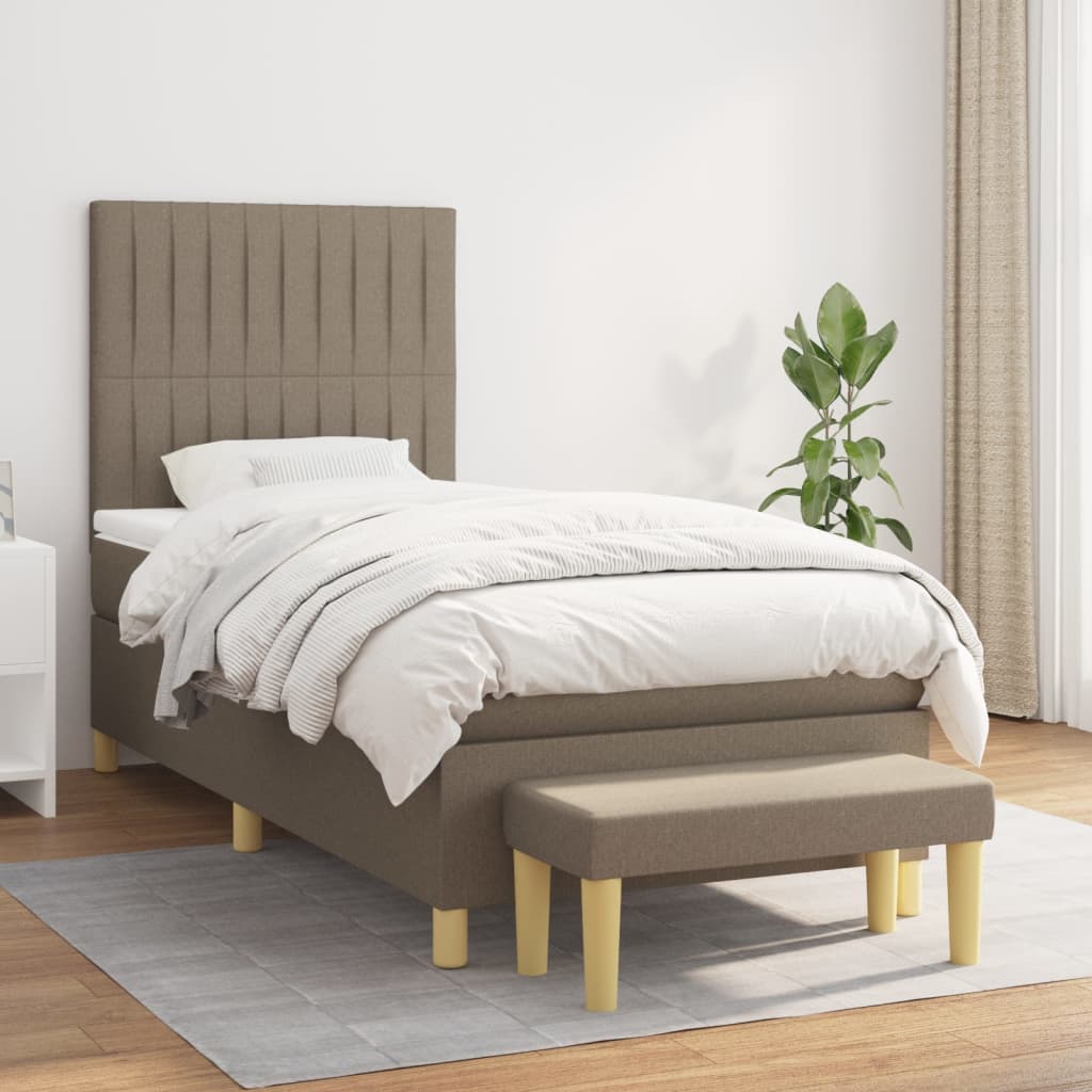 Sommier à lattes de lit avec matelas Taupe 100x200 cm Tissu - XIOS