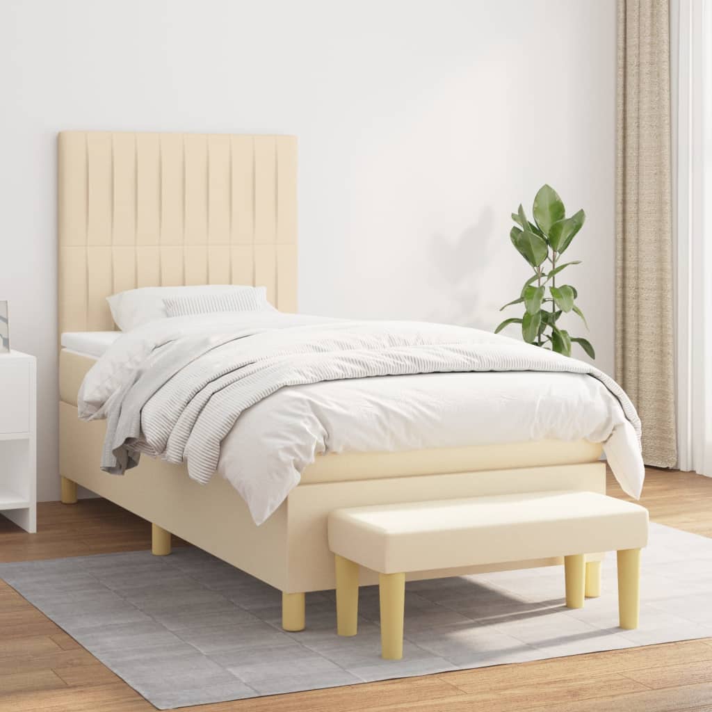 Sommier à lattes de lit avec matelas Crème 100x200 cm Tissu - XIOS