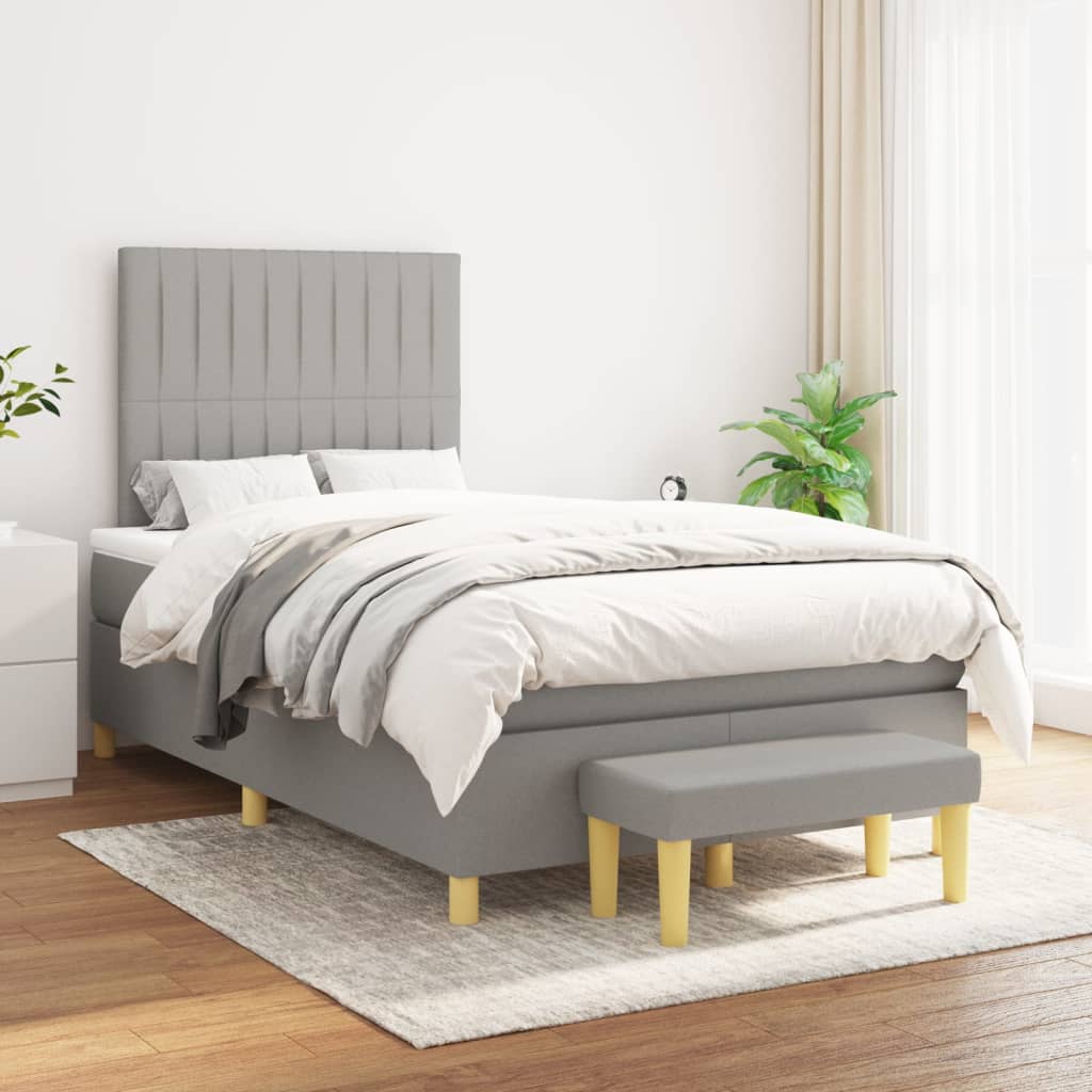 Sommier à lattes de lit avec matelas Gris clair 120x200cm Tissu - XIOS
