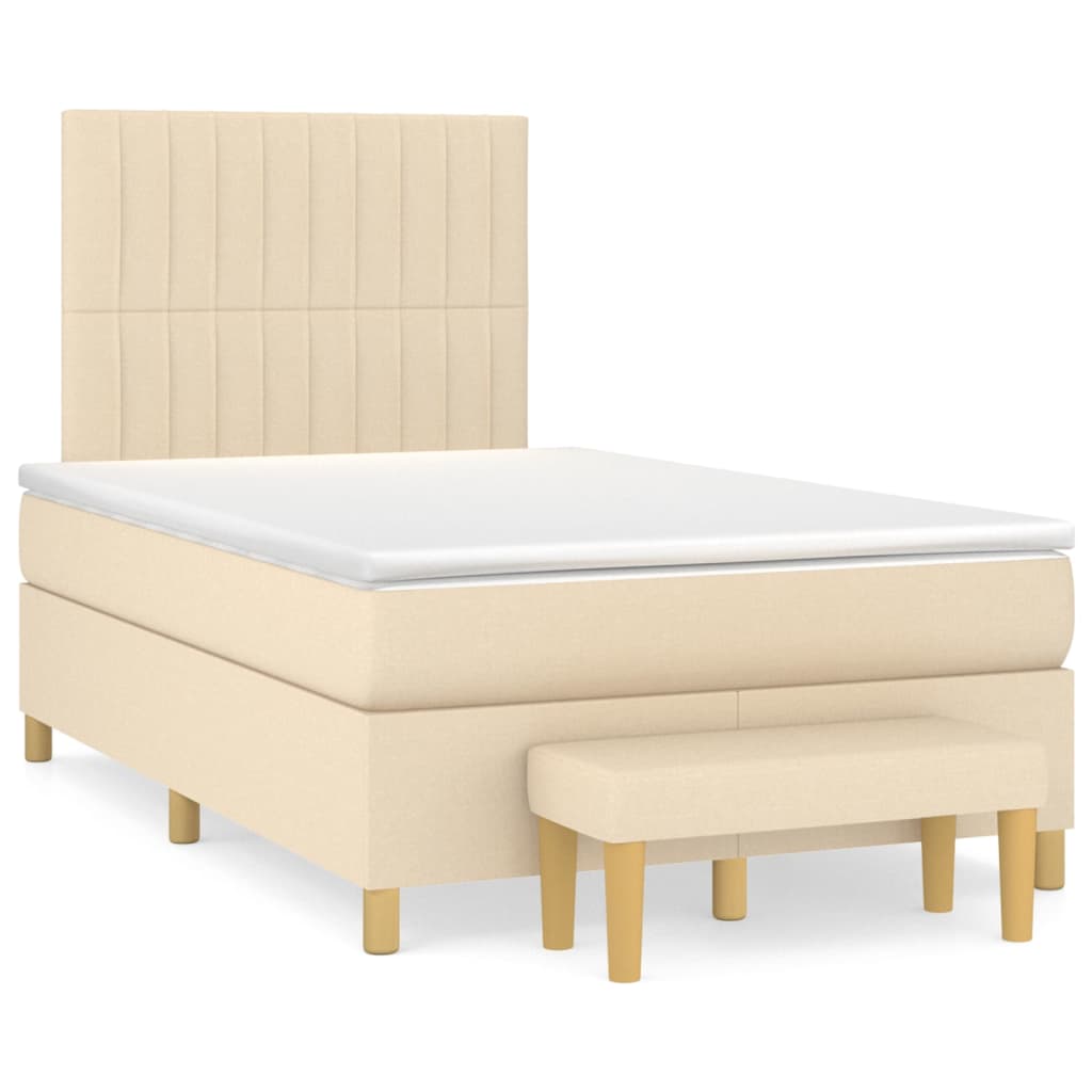 Sommier à lattes de lit avec matelas Crème 120x200 cm Tissu - XIOS
