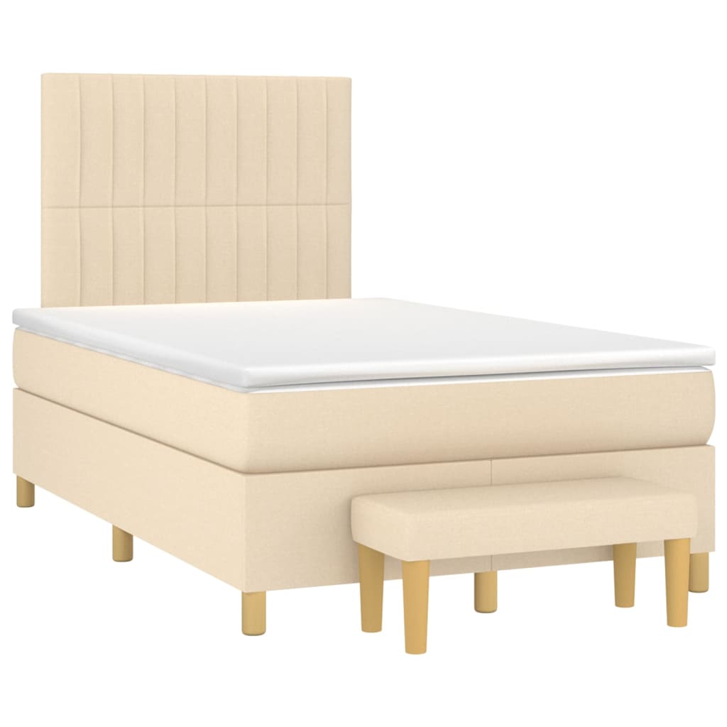Sommier à lattes de lit avec matelas Crème 120x200 cm Tissu - XIOS