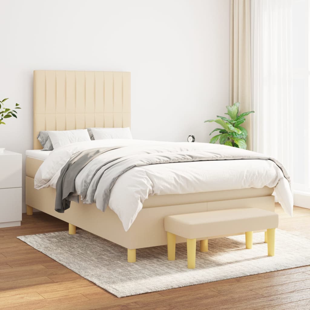 Sommier à lattes de lit avec matelas Crème 120x200 cm Tissu - XIOS
