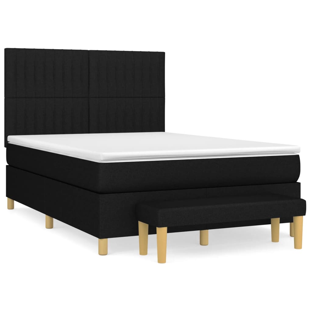 Sommier à lattes de lit avec matelas Noir 140x190 cm Tissu - XIOS