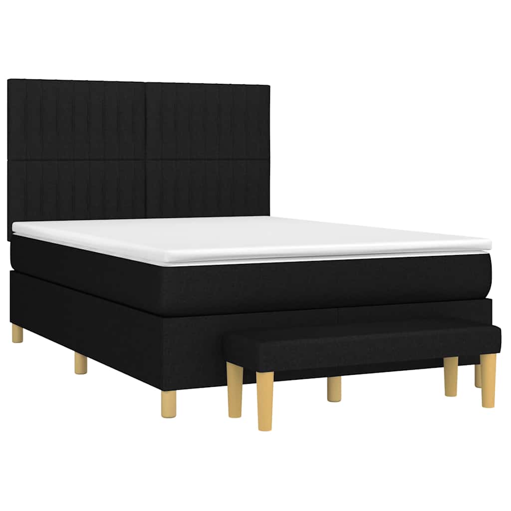 Sommier à lattes de lit avec matelas Noir 140x190 cm Tissu - XIOS