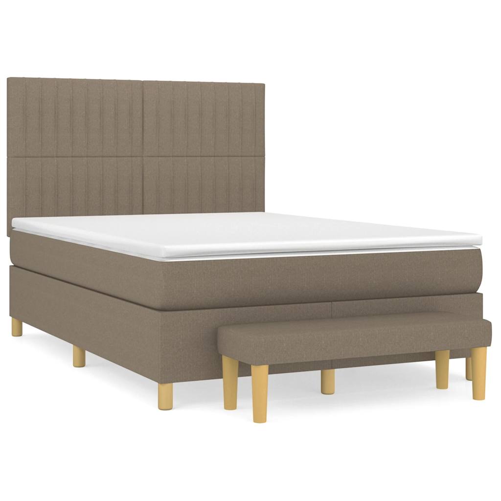 Sommier à lattes de lit avec matelas Taupe 140x190 cm Tissu - XIOS
