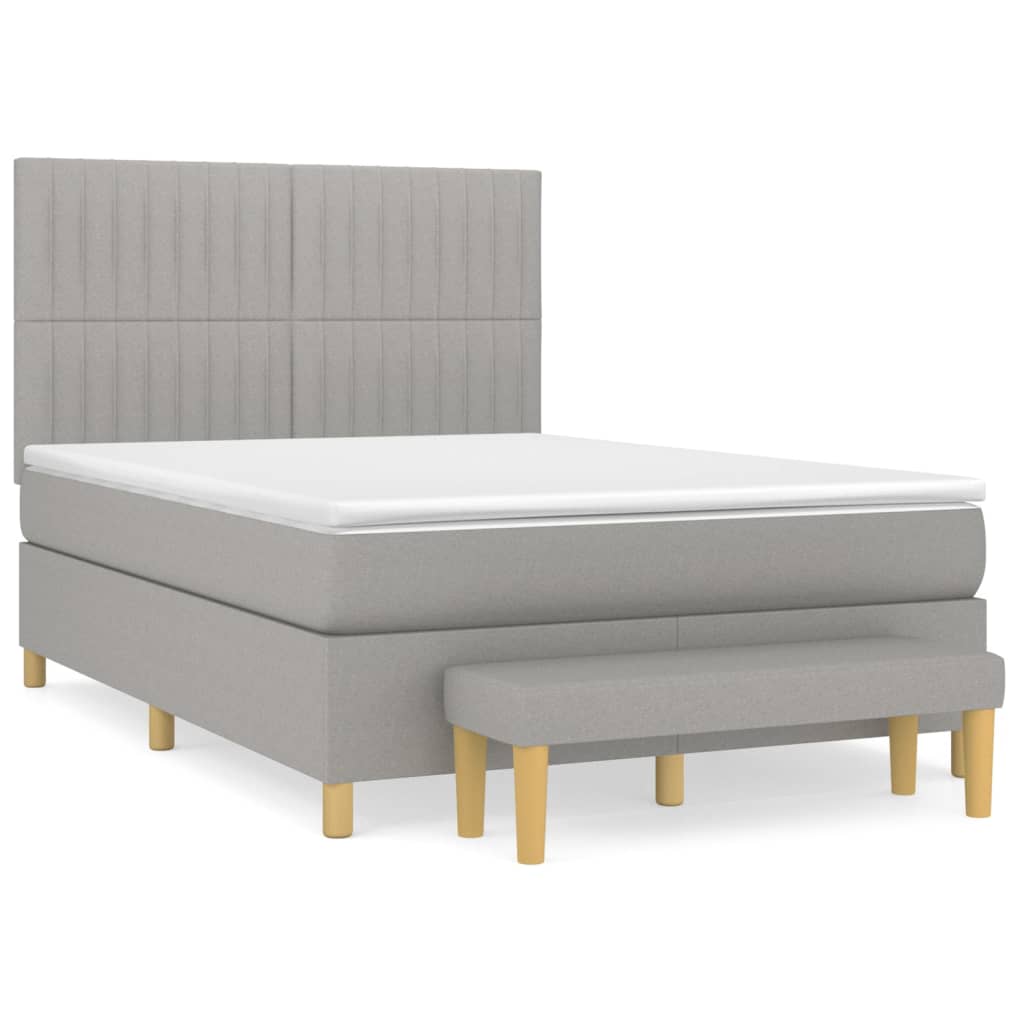 Sommier à lattes de lit avec matelas Gris clair 140x200cm Tissu - XIOS