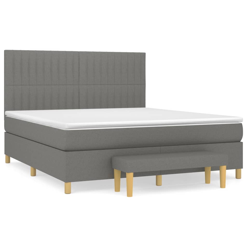 Sommier à lattes de lit avec matelas Gris foncé 160x200cm Tissu - XIOS