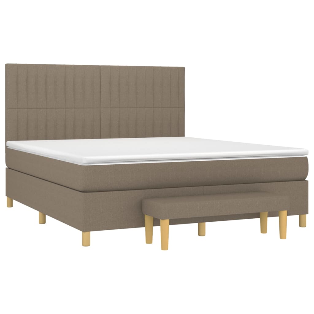 Sommier à lattes de lit avec matelas Taupe 160x200 cm Tissu - XIOS