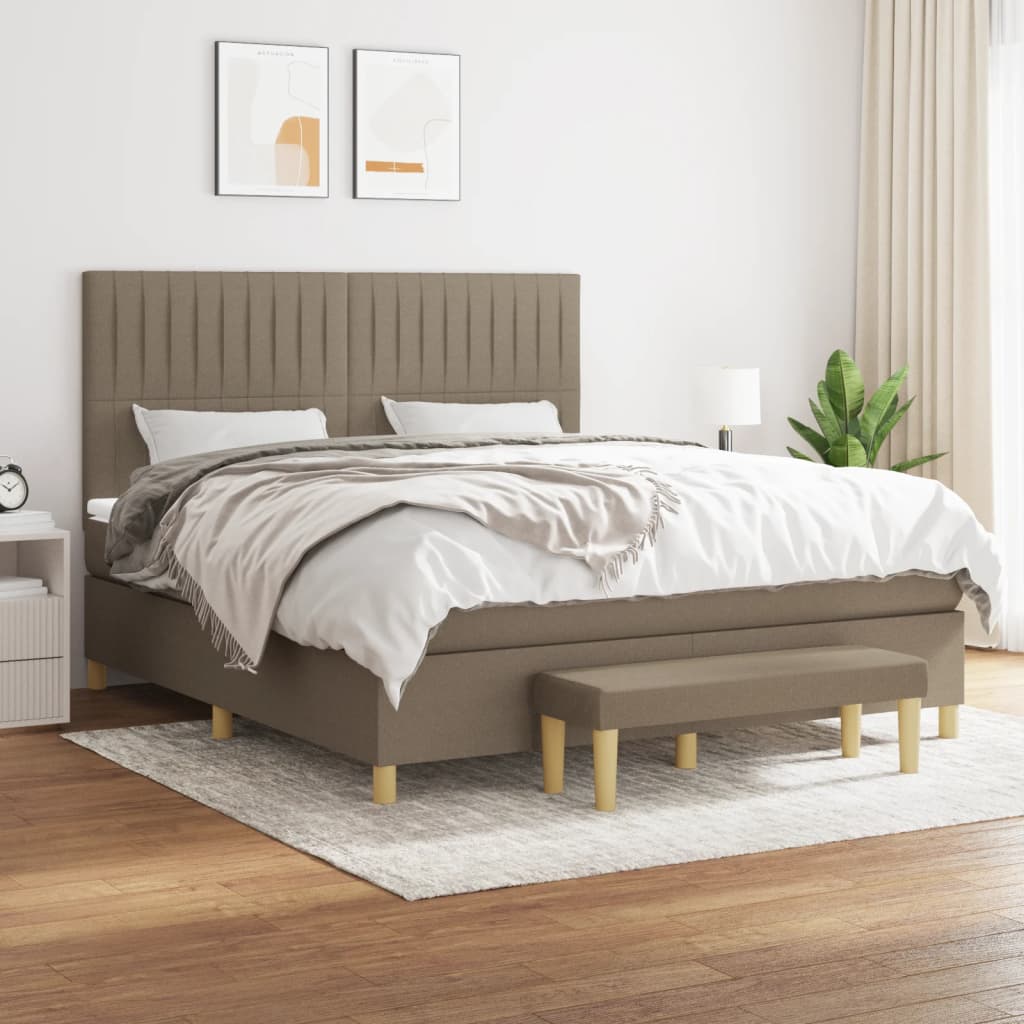 Sommier à lattes de lit avec matelas Taupe 160x200 cm Tissu - XIOS