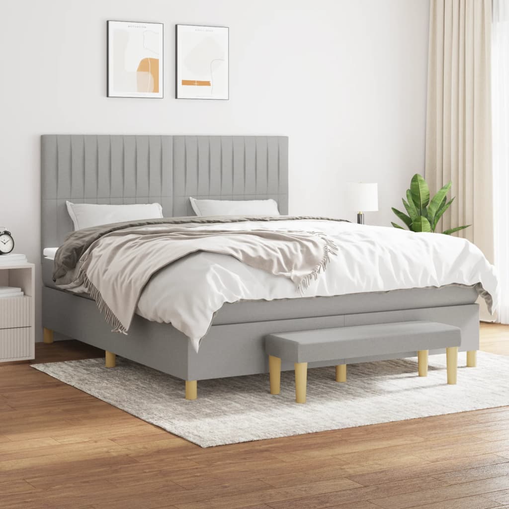 Sommier à lattes de lit avec matelas Gris clair 180x200cm Tissu - XIOS