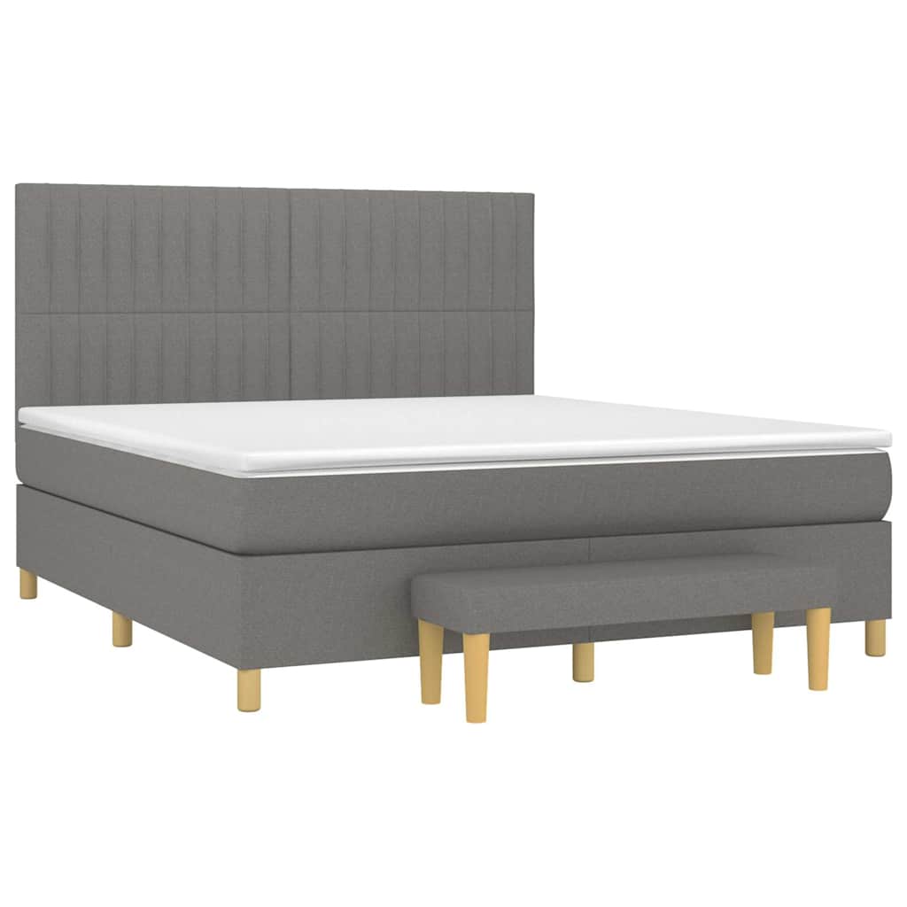 Sommier à lattes de lit avec matelas Gris foncé 180x200cm Tissu - XIOS