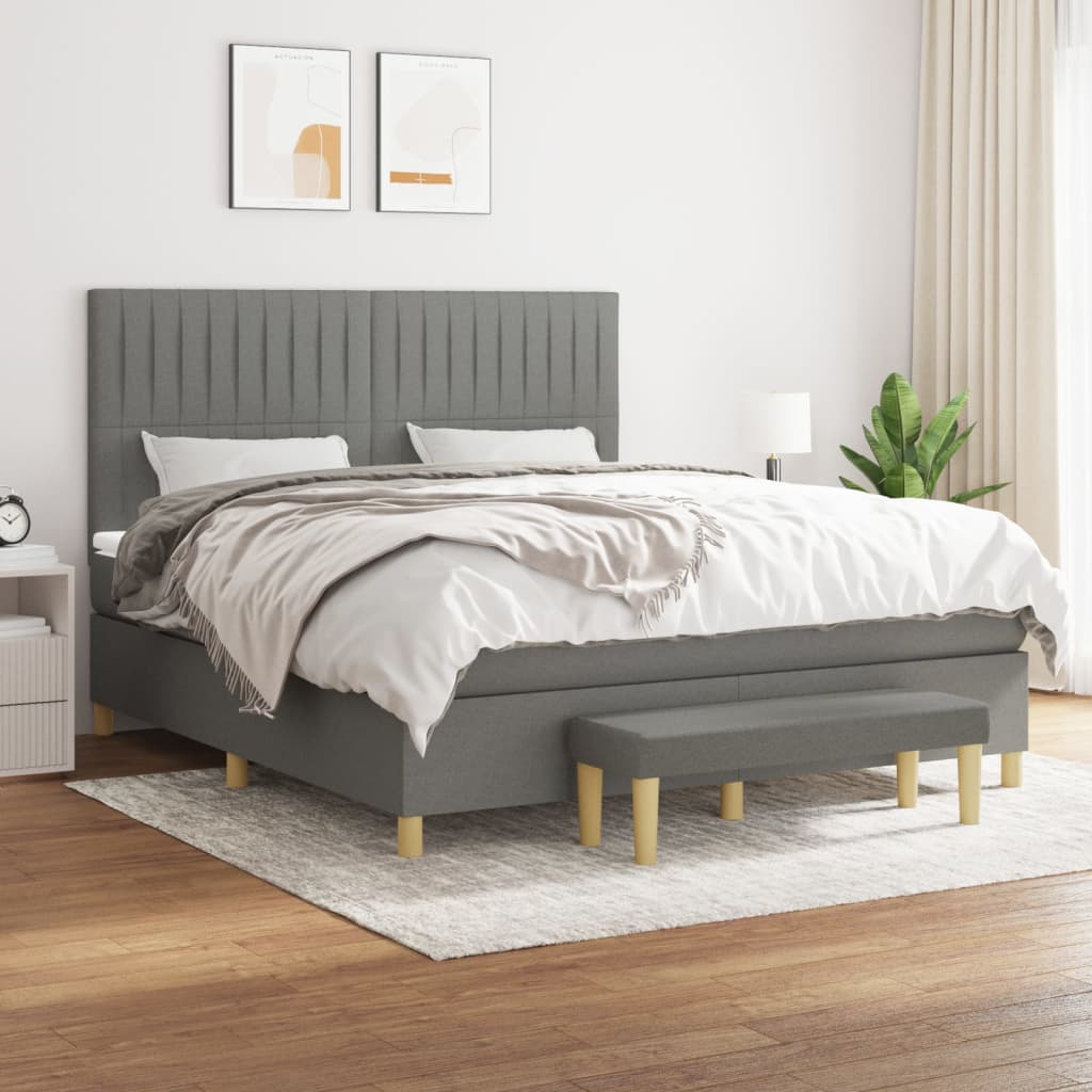 Sommier à lattes de lit avec matelas Gris foncé 180x200cm Tissu - XIOS
