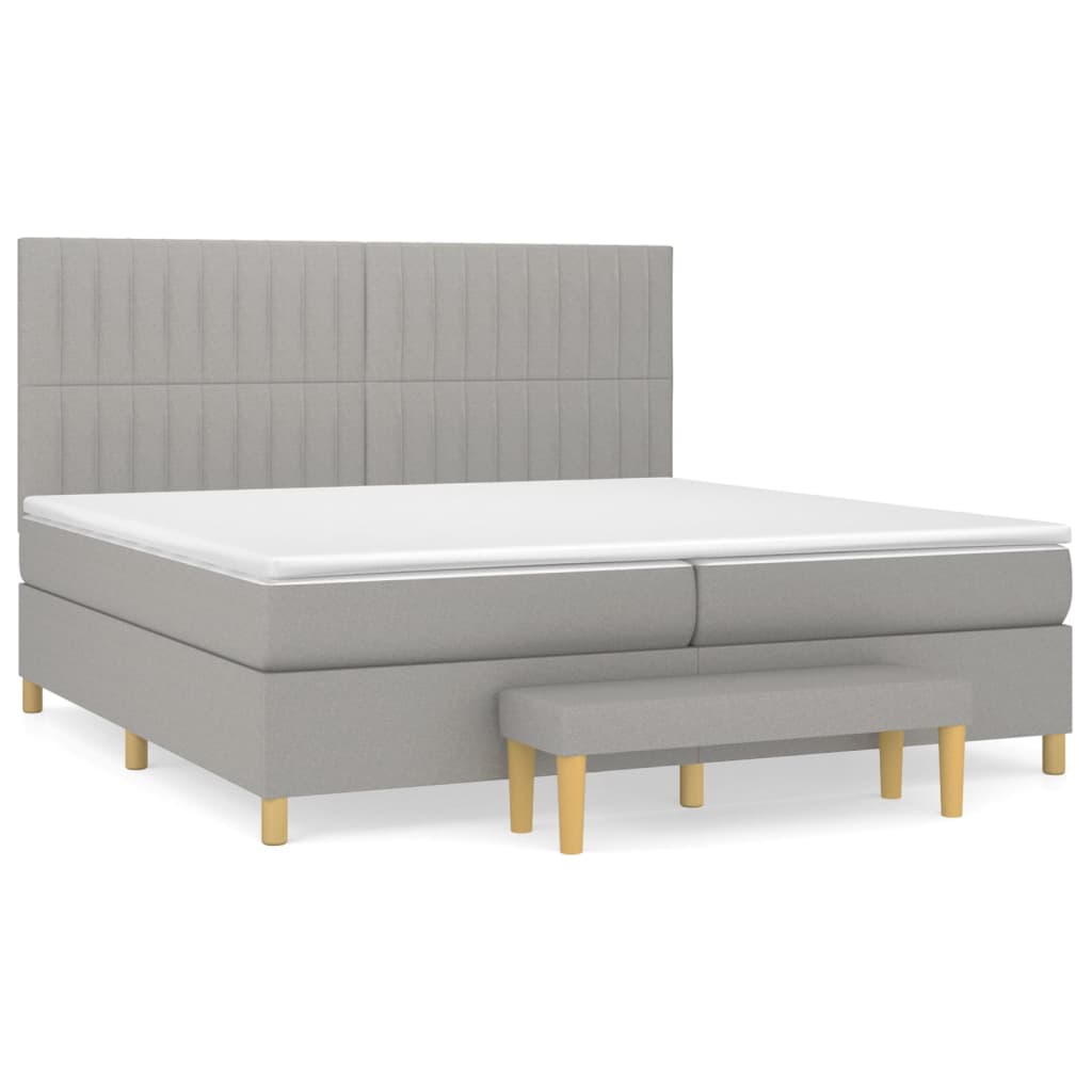 Sommier à lattes de lit avec matelas Gris clair 200x200cm Tissu - XIOS