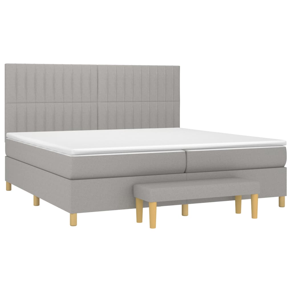 Sommier à lattes de lit avec matelas Gris clair 200x200cm Tissu - XIOS