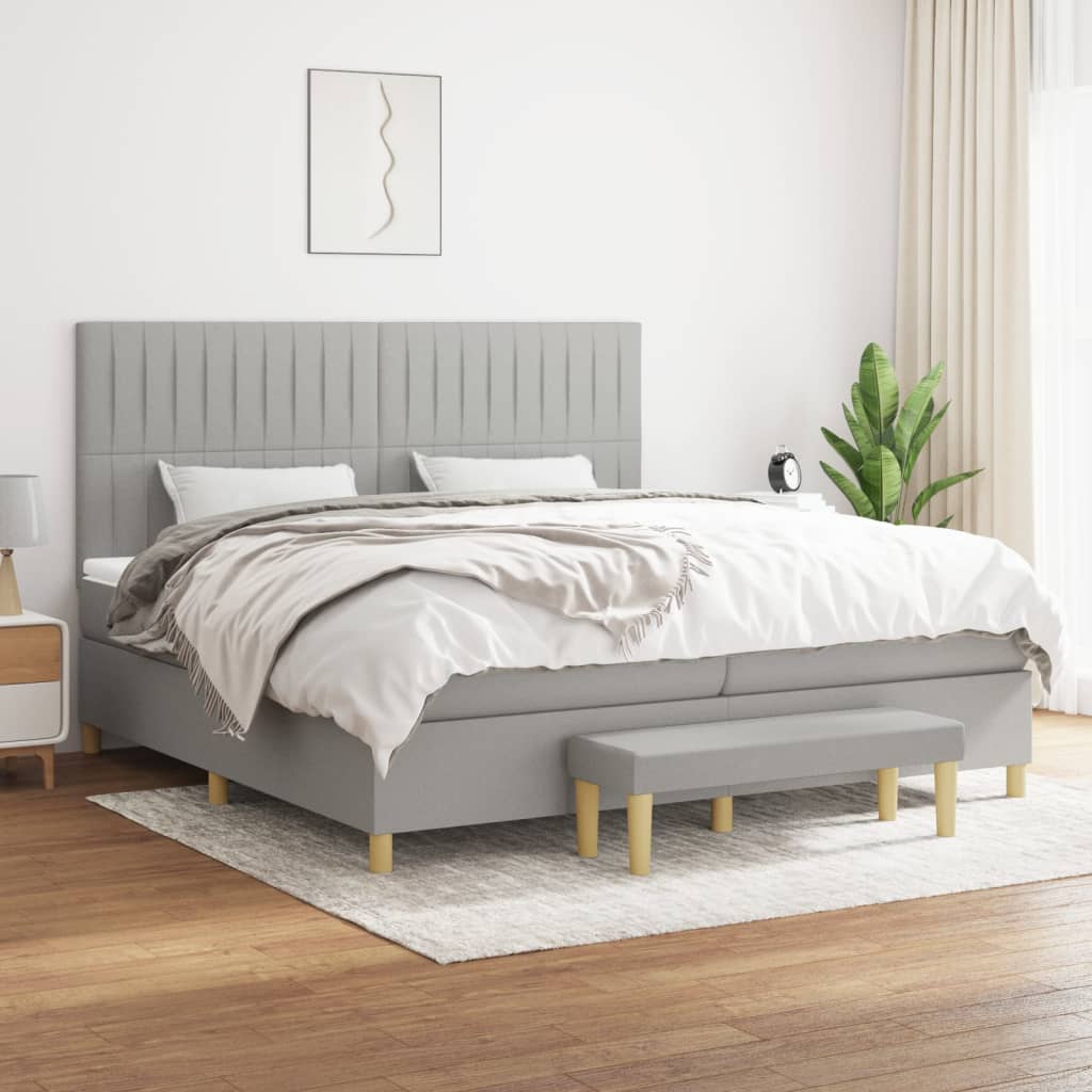 Sommier à lattes de lit avec matelas Gris clair 200x200cm Tissu - XIOS