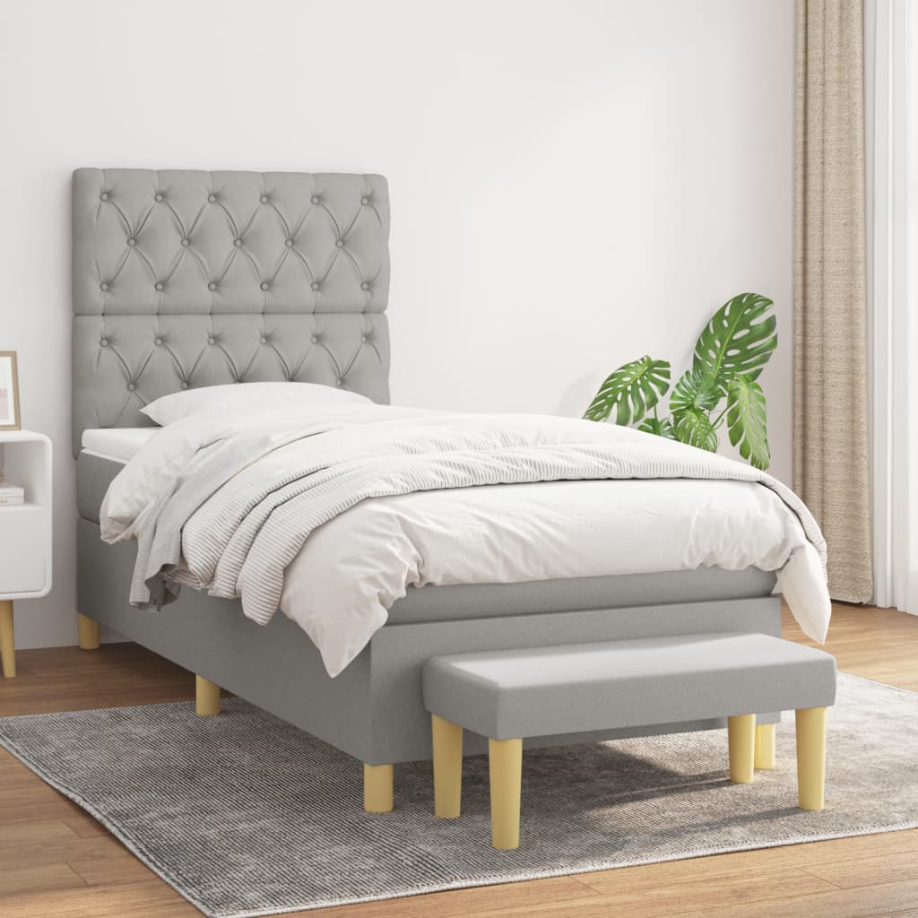 Sommier à lattes de lit avec matelas Gris clair 80x200 cm Tissu - XIOS