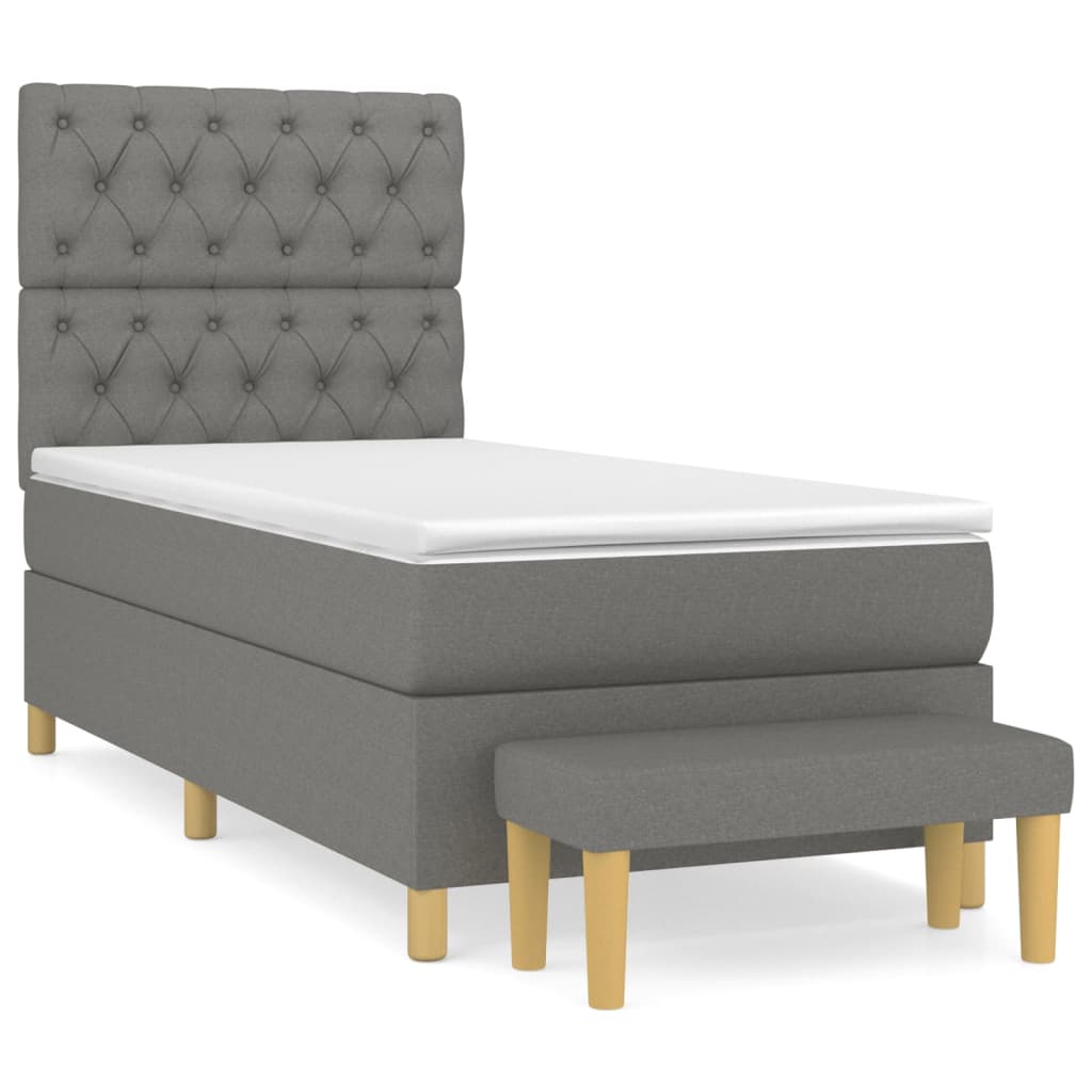 Sommier à lattes de lit avec matelas Gris foncé 80x200 cm Tissu - XIOS