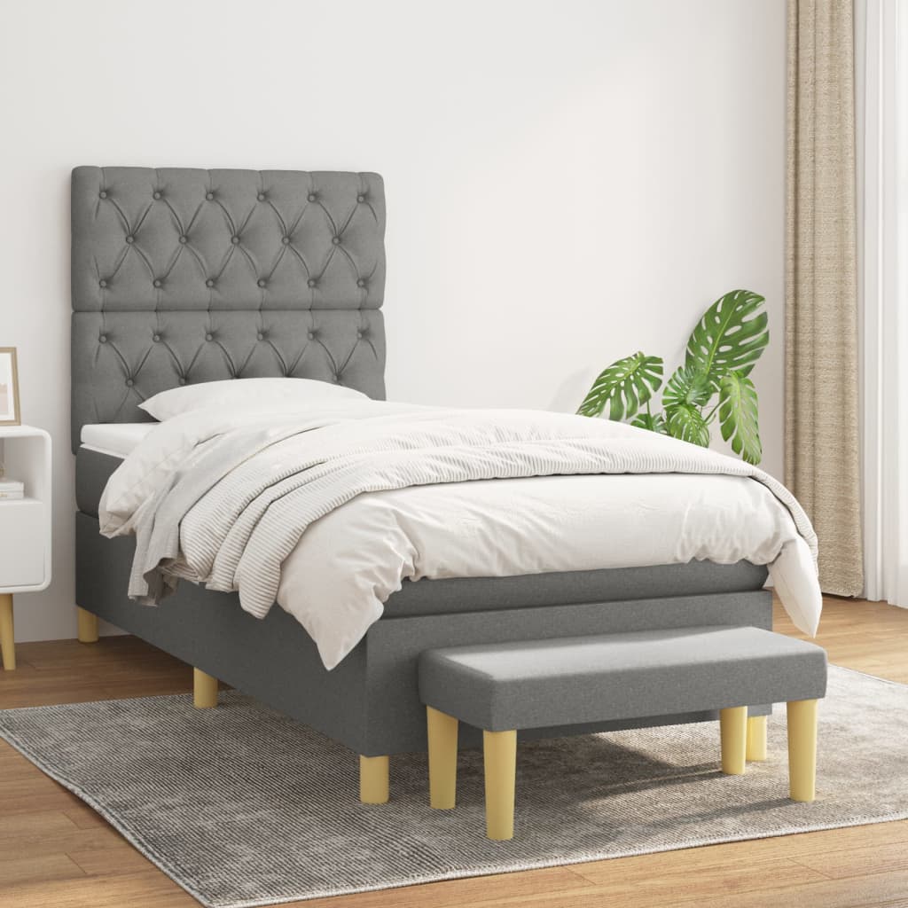 Sommier à lattes de lit avec matelas Gris foncé 80x200 cm Tissu - XIOS