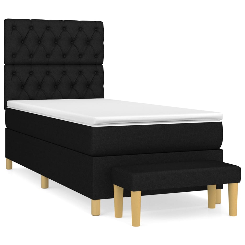 Sommier à lattes de lit et matelas Noir 80x200 cm Tissu - XIOS
