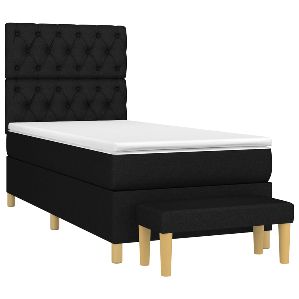 Sommier à lattes de lit et matelas Noir 80x200 cm Tissu - XIOS