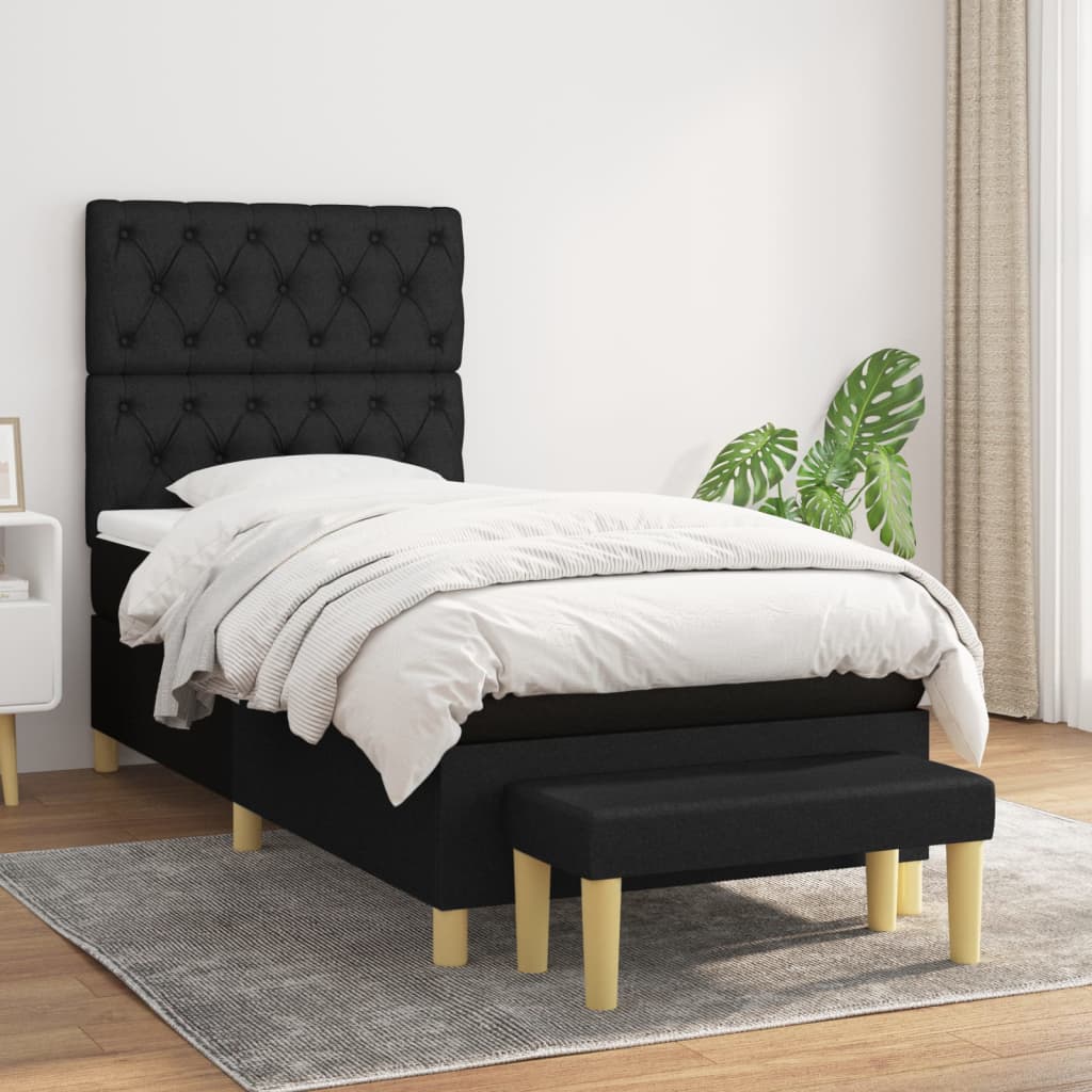 Sommier à lattes de lit et matelas Noir 80x200 cm Tissu - XIOS