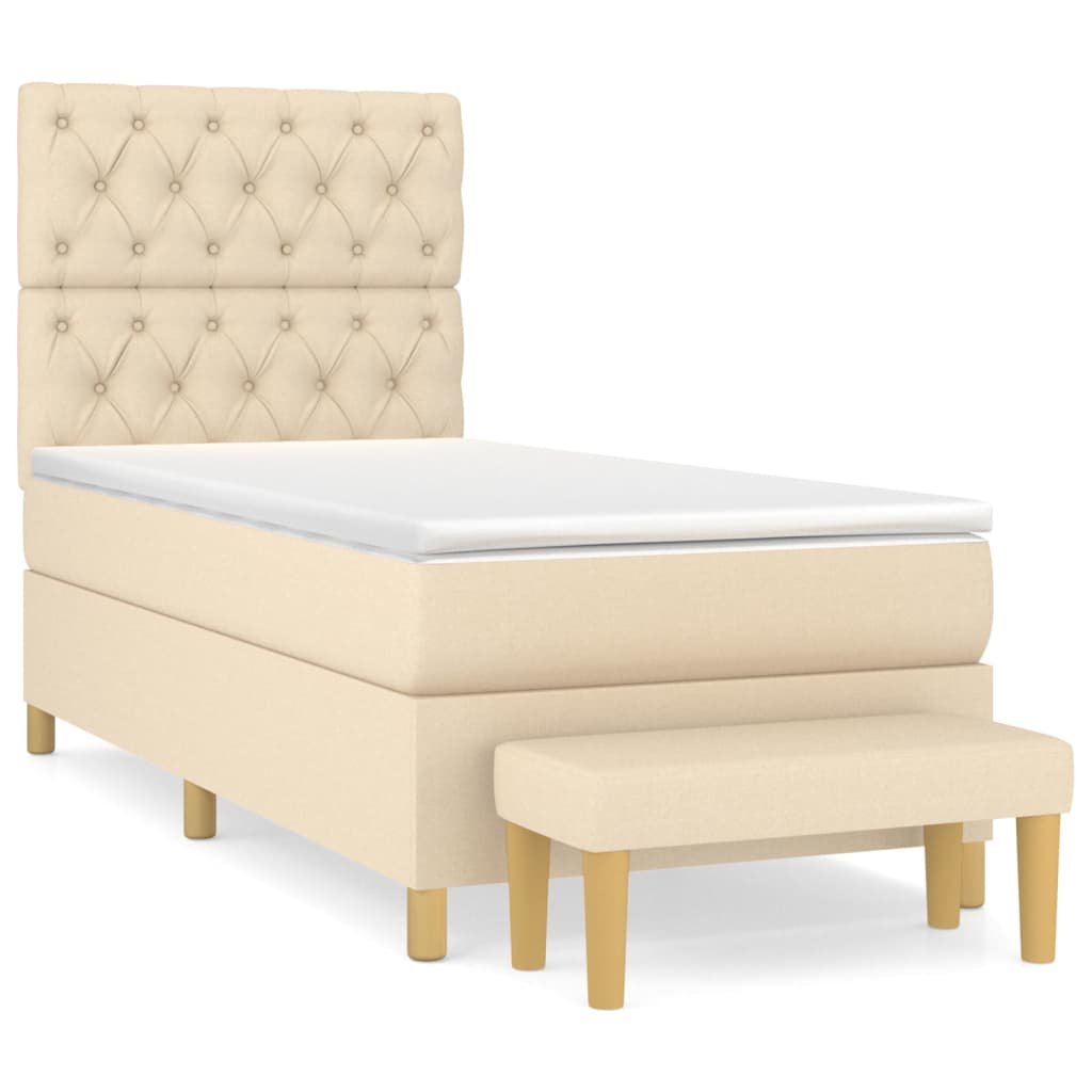 Sommier à lattes de lit avec matelas Crème 80x200 cm Tissu