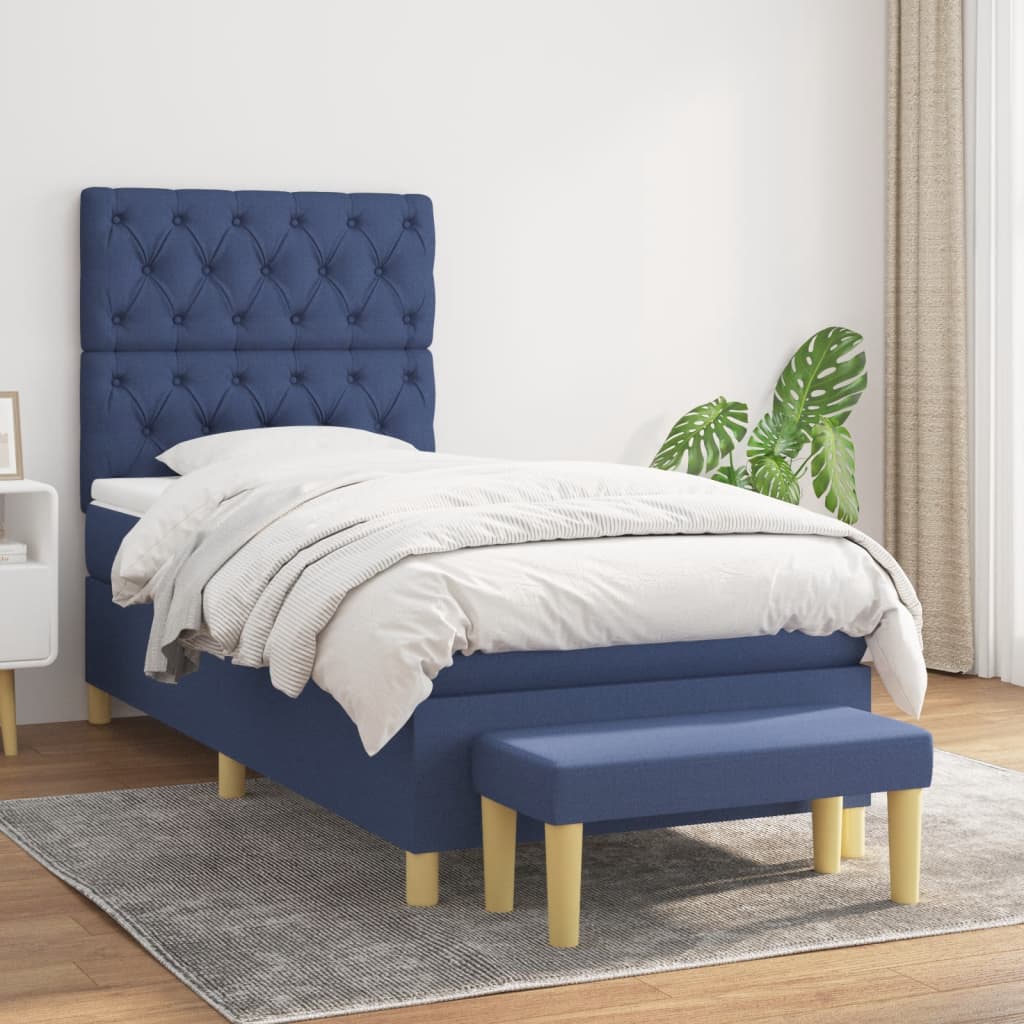 Sommier à lattes de lit avec matelas Bleu 80x200 cm Tissu - XIOS