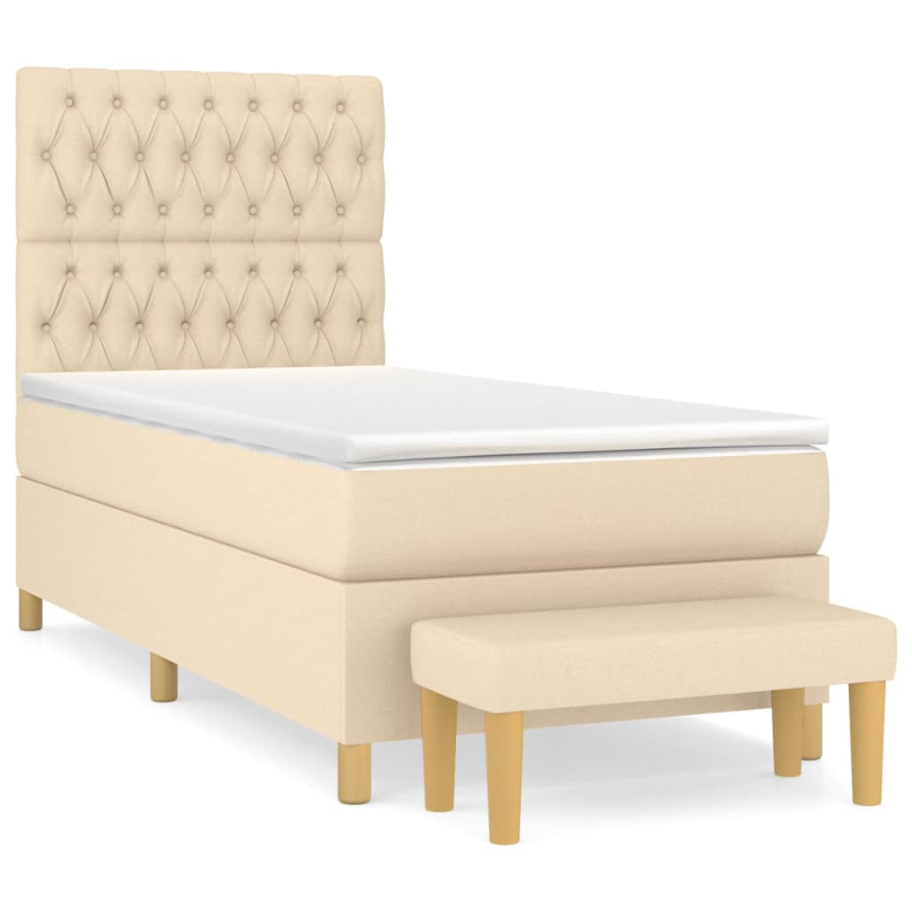 Sommier à lattes de lit et matelas Crème 90x190 cm Tissu - XIOS