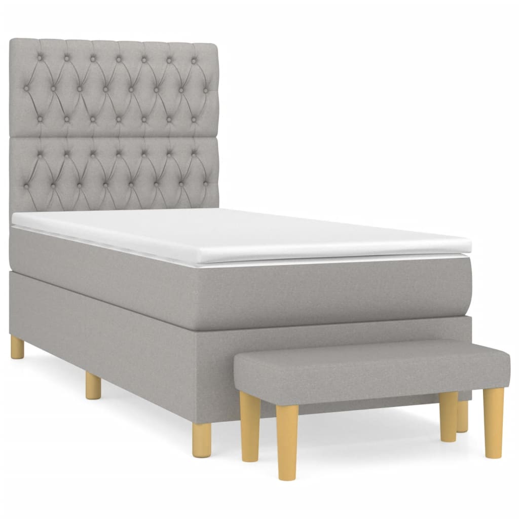 Sommier à lattes de lit avec matelas Gris clair 90x200 cm Tissu - XIOS