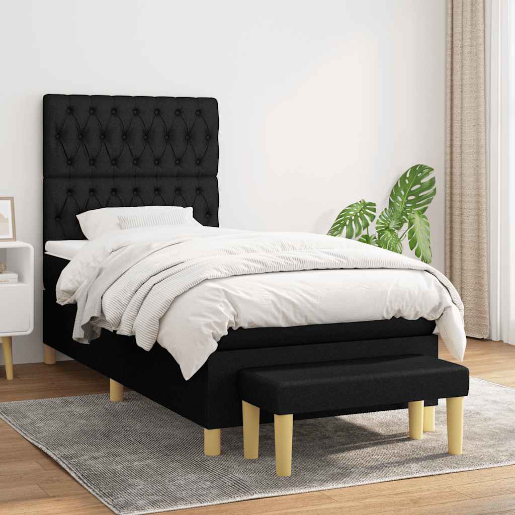 Sommier à lattes de lit avec matelas Noir 90x200 cm Tissu - XIOS