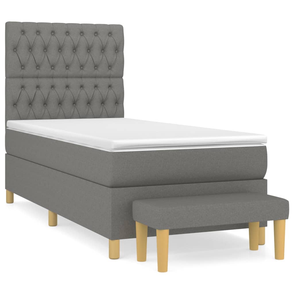 Sommier à lattes de lit avec matelas Gris foncé 100x200cm Tissu - XIOS