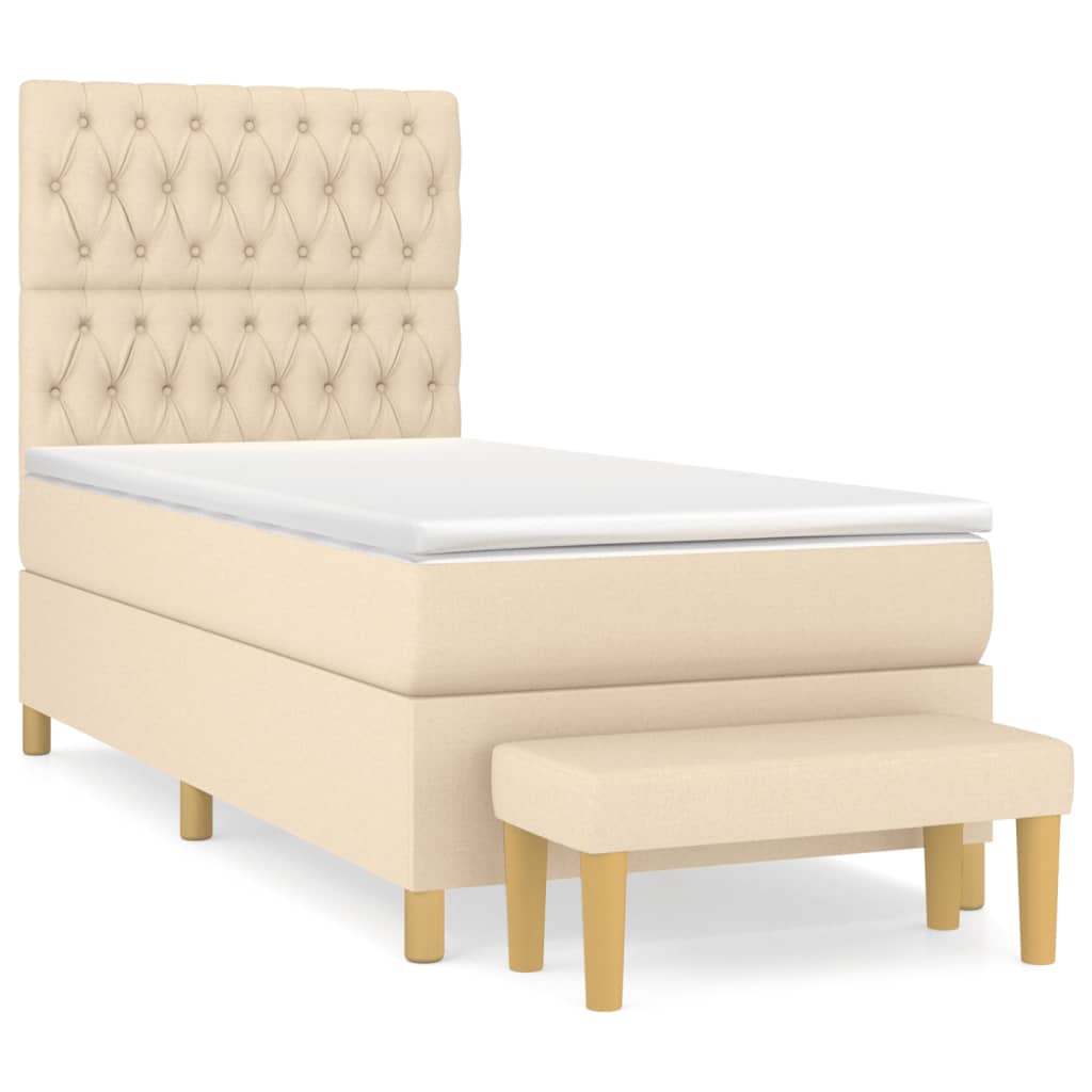 Sommier à lattes de lit avec matelas Crème 100x200 cm Tissu - XIOS
