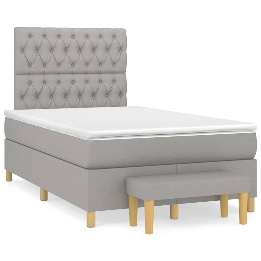Sommier à lattes de lit avec matelas Gris clair 120x200cm Tissu - XIOS