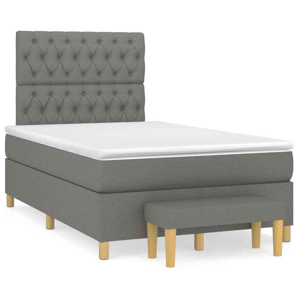 Sommier à lattes de lit avec matelas Gris foncé 120x200cm Tissu - XIOS