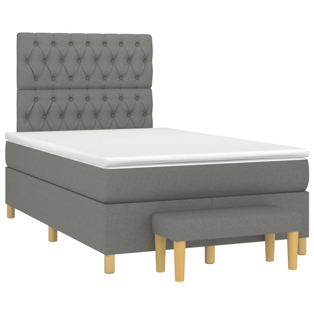 Sommier à lattes de lit avec matelas Gris foncé 120x200cm Tissu - XIOS