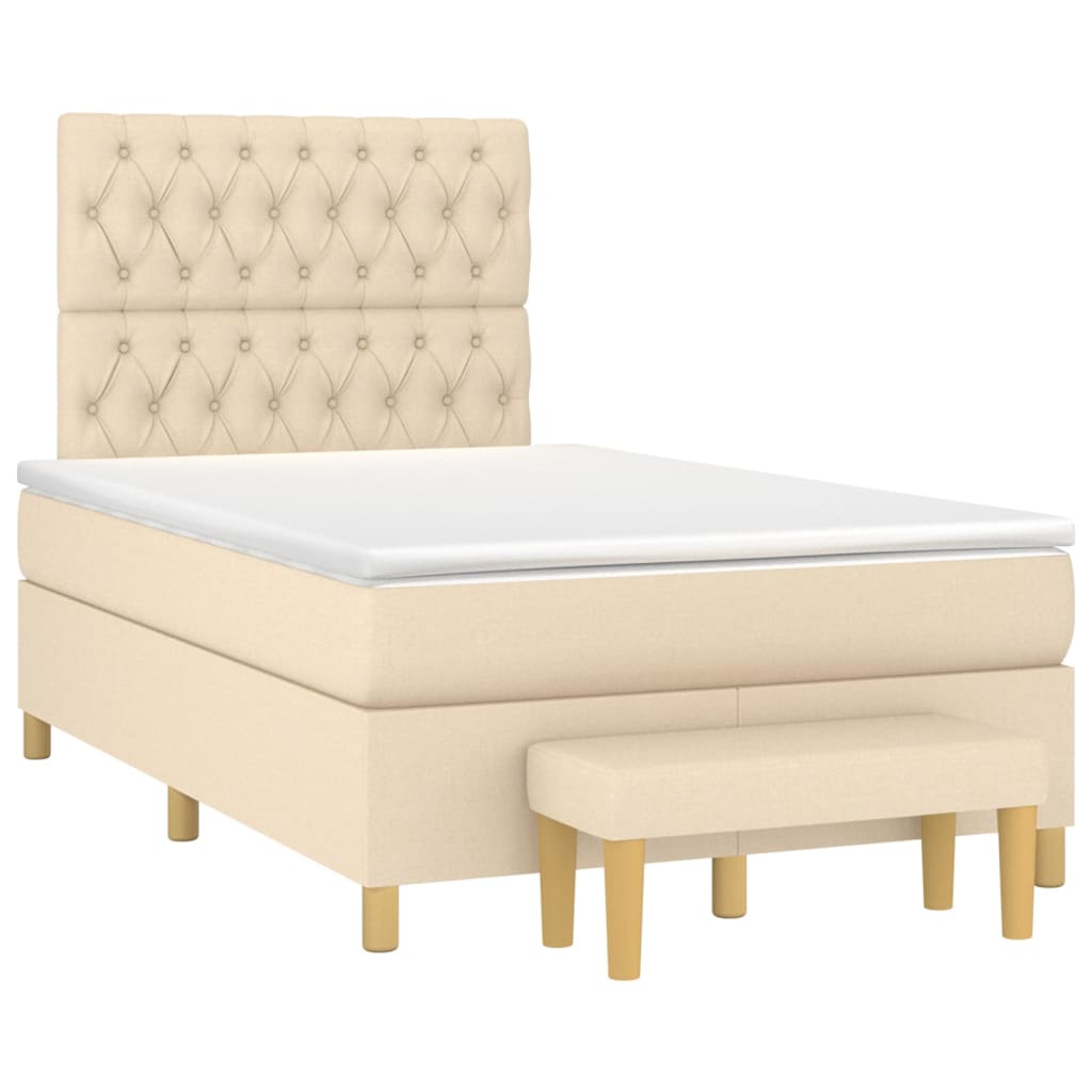 Sommier à lattes de lit avec matelas Crème 120x200 cm Tissu - XIOS