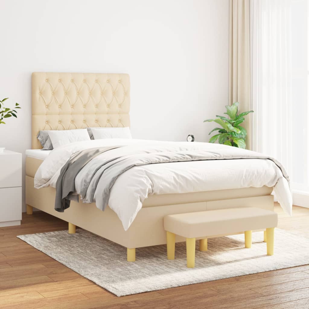 Sommier à lattes de lit avec matelas Crème 120x200 cm Tissu - XIOS