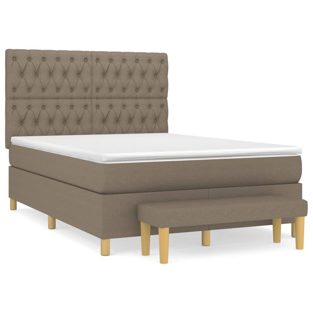 Sommier à lattes de lit avec matelas Taupe 140x190 cm Tissu