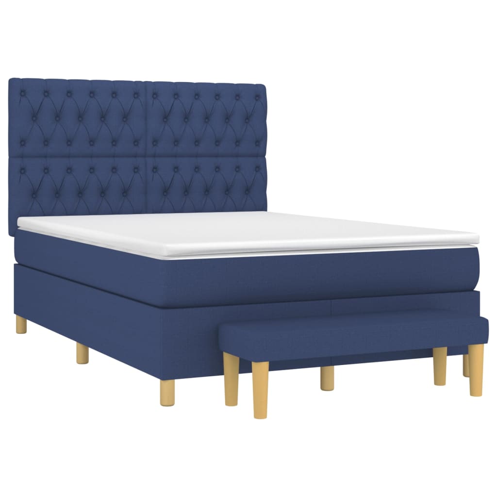 Sommier à lattes de lit avec matelas Bleu 140x190 cm Tissu - XIOS