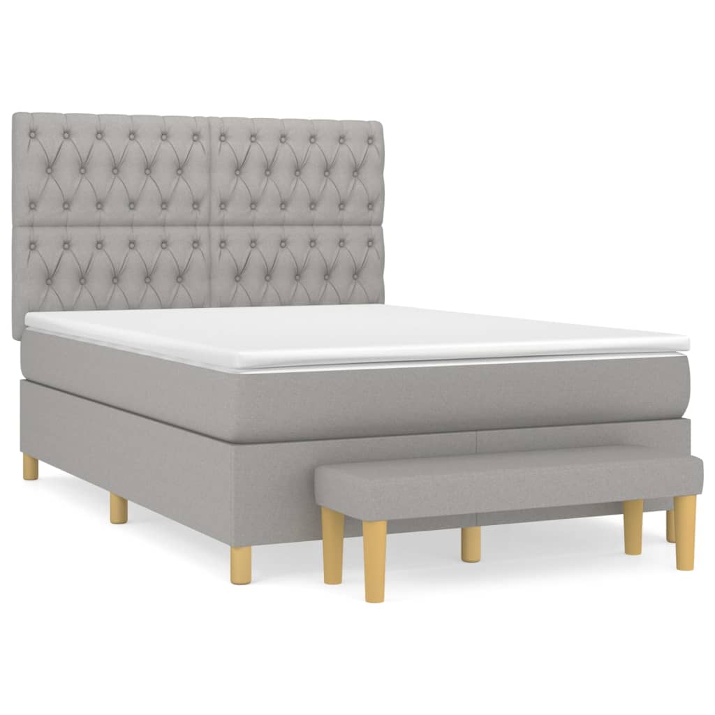 Sommier à lattes de lit avec matelas Gris clair 140x200cm Tissu - XIOS