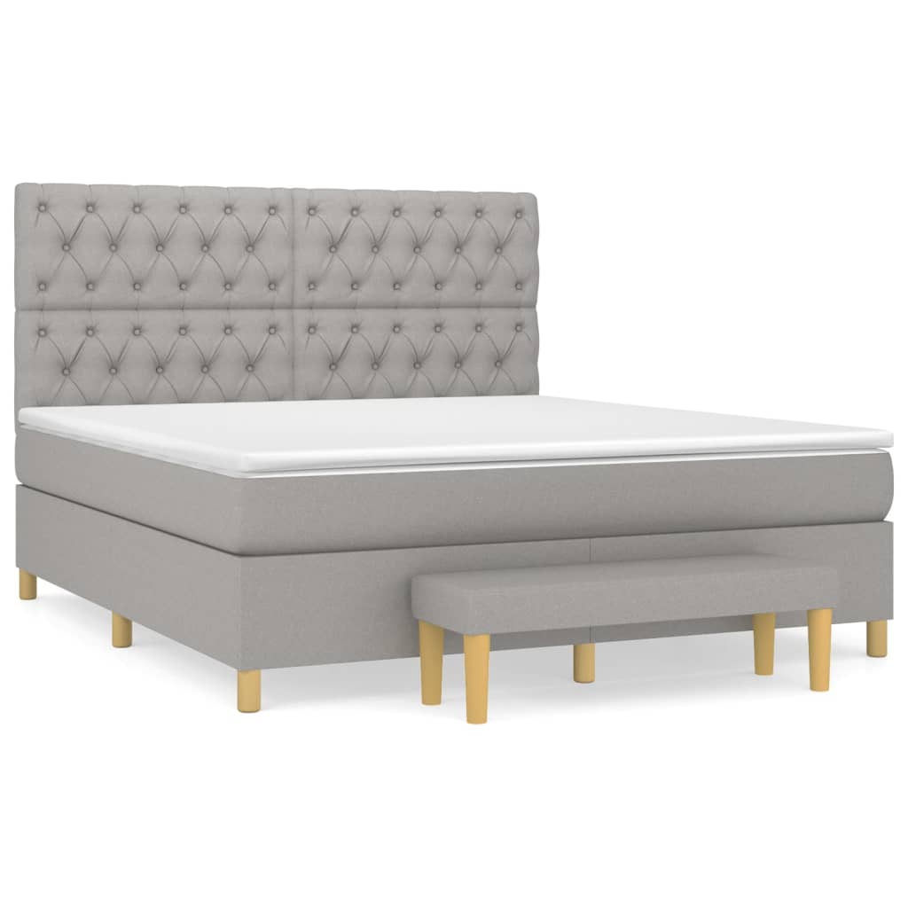 Sommier à lattes de lit avec matelas Gris clair 160x200cm Tissu - XIOS
