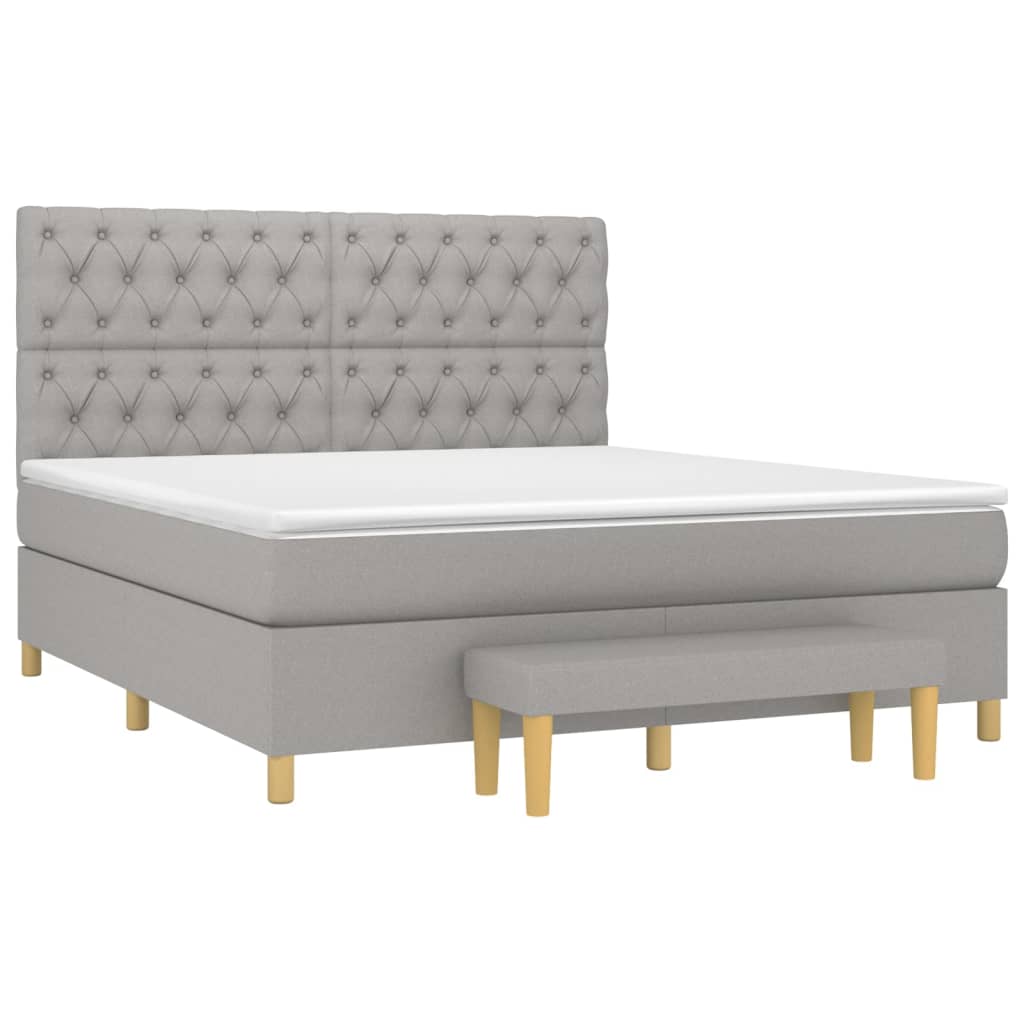 Sommier à lattes de lit avec matelas Gris clair 160x200cm Tissu - XIOS